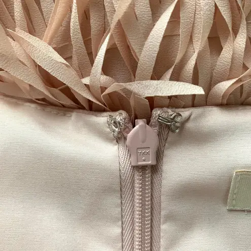 Aidan Mattox V-neck Sleeveless Crepe Fringe Skirt Mini Dress in Blush Pink