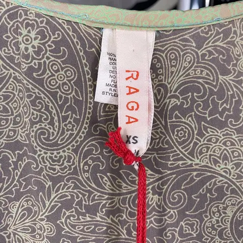 Raga Maxi Dress Rustic Romance Empire Waist Flowy Paisley Print Green NEW XS