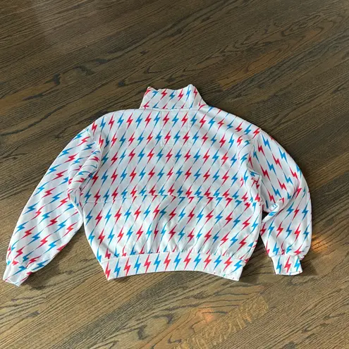 Aviator Nation BOLT EMBROIDERY FLEECE HALF ZIP SWEATSHIRT size small WHITE NWOT