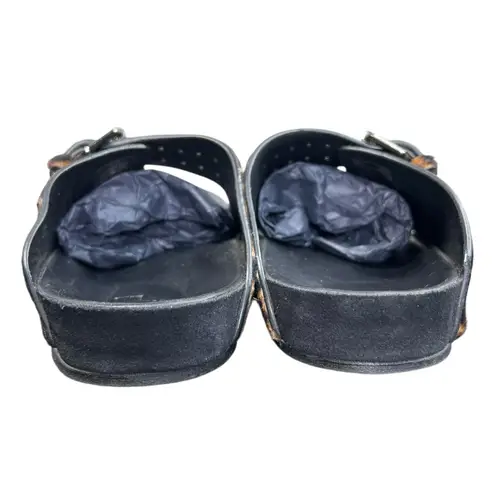 The Kooples NIB Leo Poulain Leather Animal Print Double Strap Sandal Size EU38