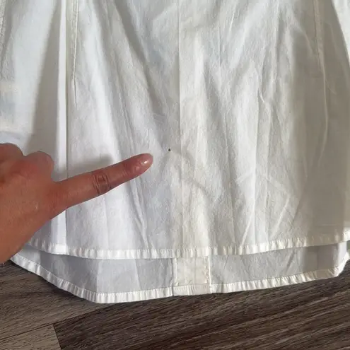 Anthro Cream Ruffled Mandarin Collar Blouse Modern button down Casual Top White Size 10