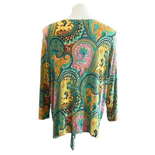 Slinky Brand Vintage Boho Paisley Open Front Drapey Top Size 1X