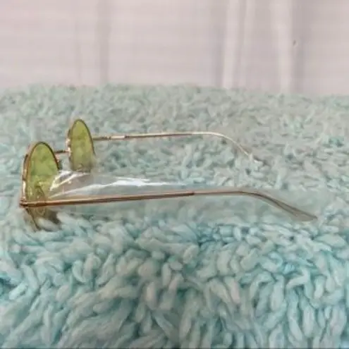 Round Yellow Lens and Gold Metal Frame Sunglasses NWOT