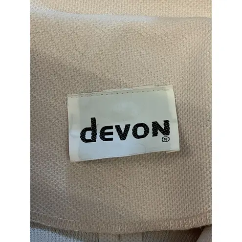 Vintage Devon Jacket Womens 16 Ivory Belted Safari Double Knit Short Sleeve 70s Tan