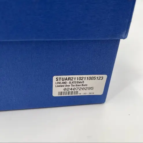 Stuart Weitzman  Lowland Boots Slate Gray Flat Suede Over the Knee NWT Size 5