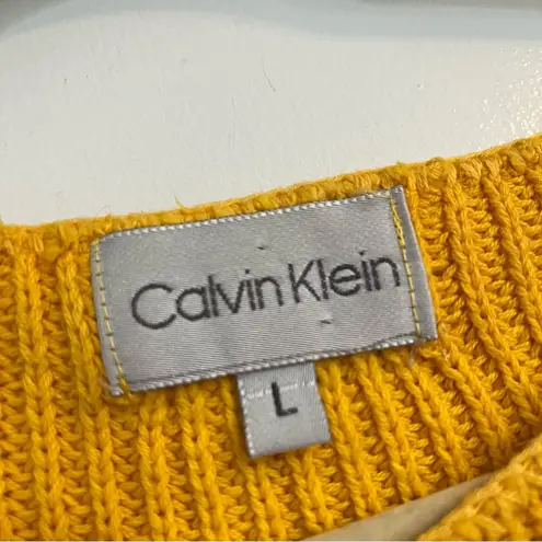 Calvin Klein yellow crochet knit sweater vest sleeveless size large unisex