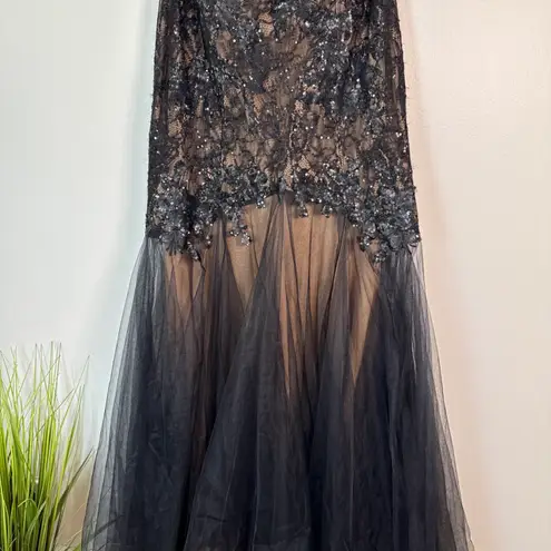 Galina Signature Strapless Corset Gown Size 12 Beaded Strapless Black