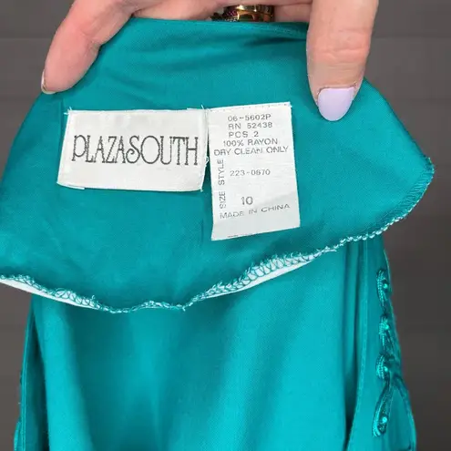 Plaza South vintage emerald green jacket with Soutache ribbon & beads Size 10