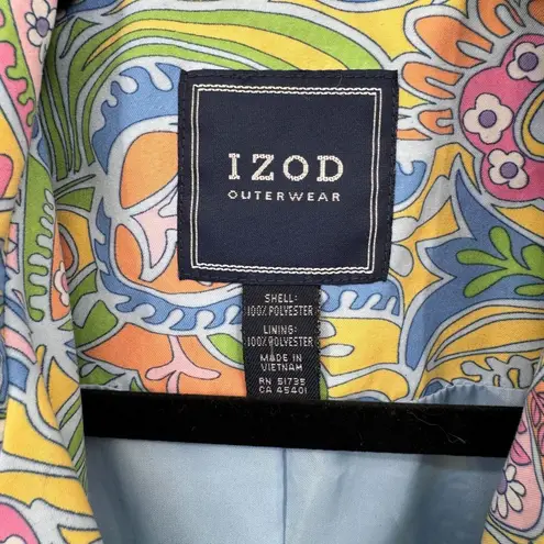 IZOD Flower Power Double Breasted Trench Coat Women S Pastel Polyester Pockets