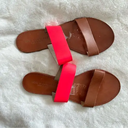Joie A La Plage Sable Leather Slip On Sandals Pink Size 38.5 Brown