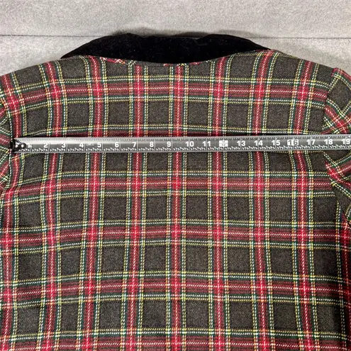 Sag Harbor Vintage Women's Plaid Wool Blend Velvet Collar Blazer Jacket Size 18