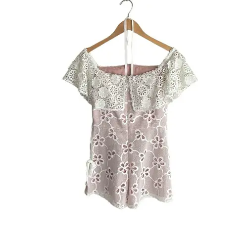 Alexis Boriana Off Shoulder Lace Romper White