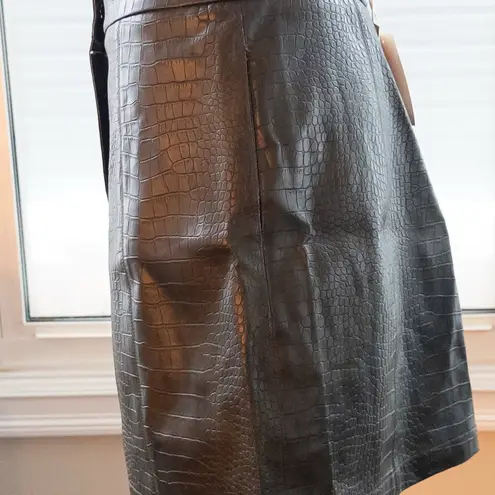 FRNCH Paris Faux Leather Skirt – Croc Embossed – Olive Green – NWT