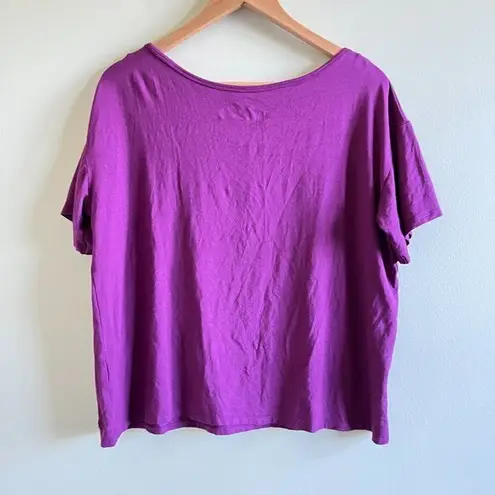 KAVU Women's Islander Viscose Tee Boat Neck Shirt Purple Size M Top Boxy Fit