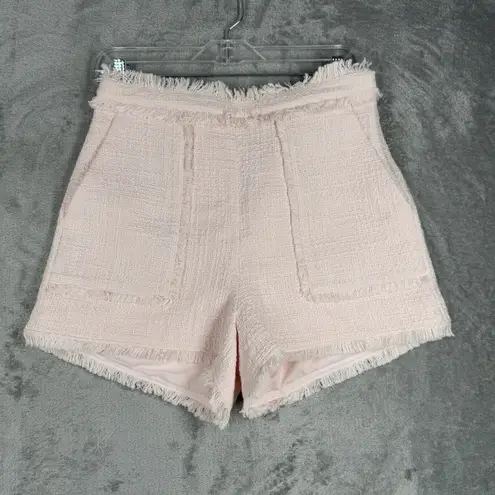 Elie Tahari Shorts Womens 8 Pink Tweed Fringe Hem Modern Chic Preppy Elle Woods