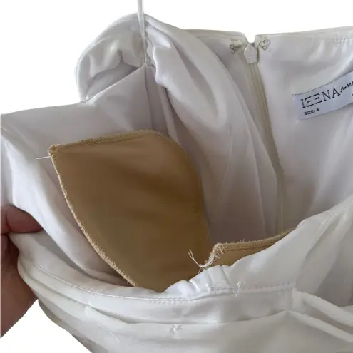 Mac Duggal Ieena for Fold Over Ruched One Shoulder White Dress (Hemmed)