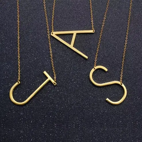 Gold Initial Pendant Necklace Letters A