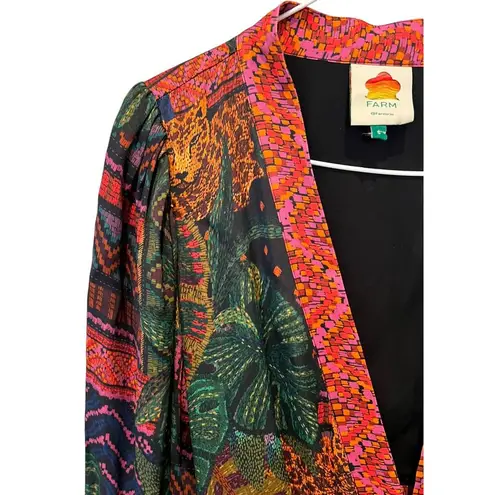 Farm Rio Forest Tapestry Long Sleeve Wrap Minidress Size Small