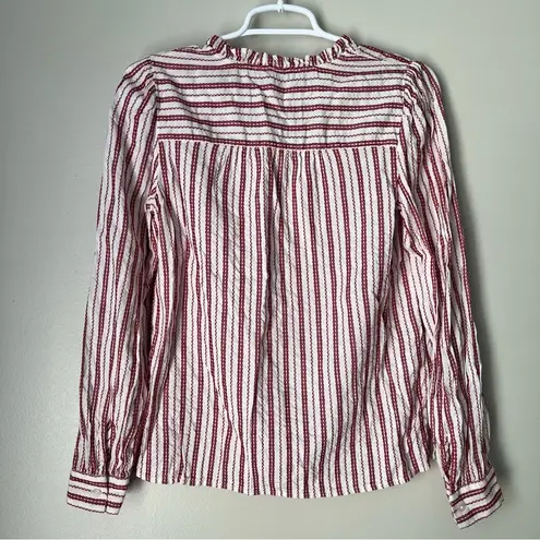 Loft  Women’s White Red Long Sleeve Business Casual Top Size  XS