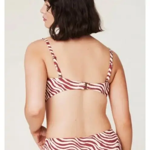 ANDIE Swim The Capri Top Women's Small Bias Stripe Truffle Adjustable Straps NWT