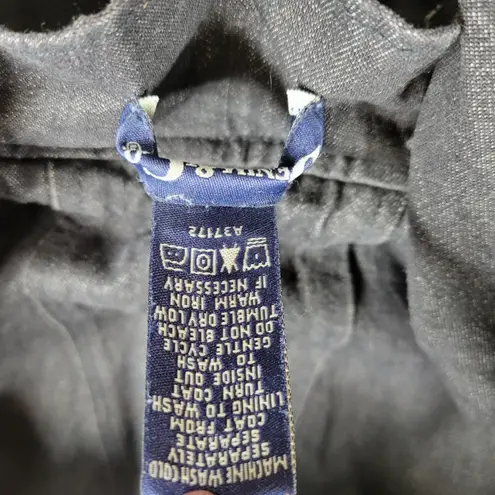 Denim & Co Hooded Denim Duffle Coat Size Med Black Blanket Lined Toggle Button