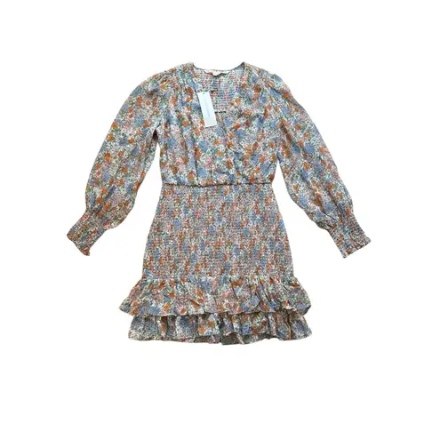 Veronica Beard NWT $648 Saera Dress Size 6 Floral Multi Long Sleeve Smock Ruffle