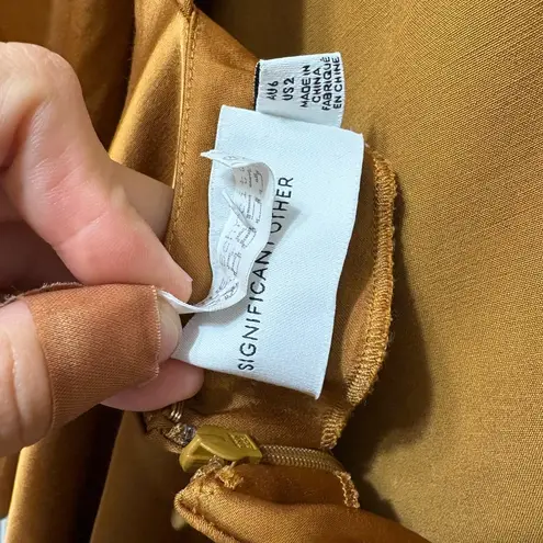 Anthropologie Significant Other Demi Backless Long-Sleeve Column Gown - Caramel