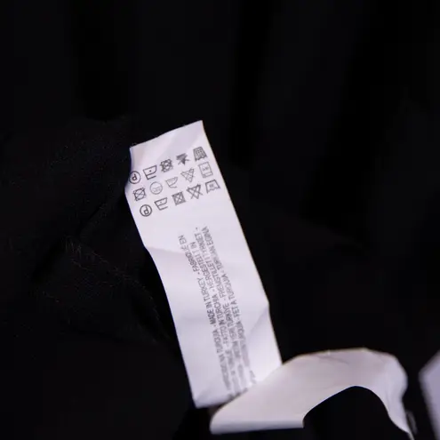 Zara Crepe Semi Sheer Chiffon Puff Short Sleeve Sheath Midi Dress Black Small