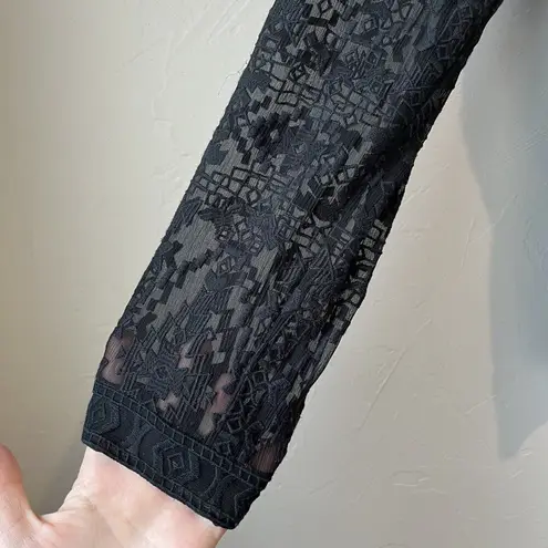 Rebecca Taylor Womens Long Sleeve V Neck Silk Shirt Black Size 10 Sheet Boho Top