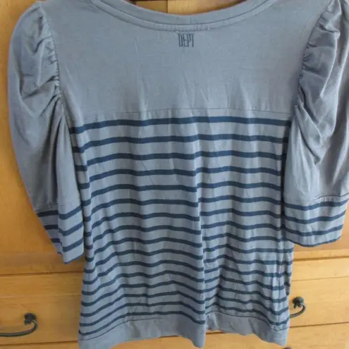 Blue Striped Short Sleeve Cardigan/Shirt
