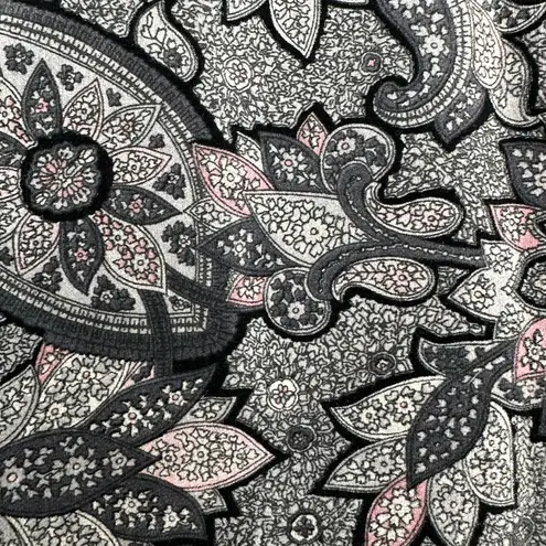 Susan Bristol Vintage Velvet Burnout Black & Pink Paisley Pencil Skirt Size 8 M