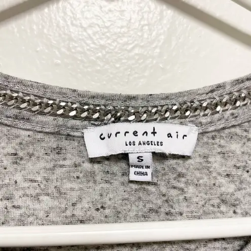 Current Air Gray Crew Neck Short Sleeve Chain Accent Top