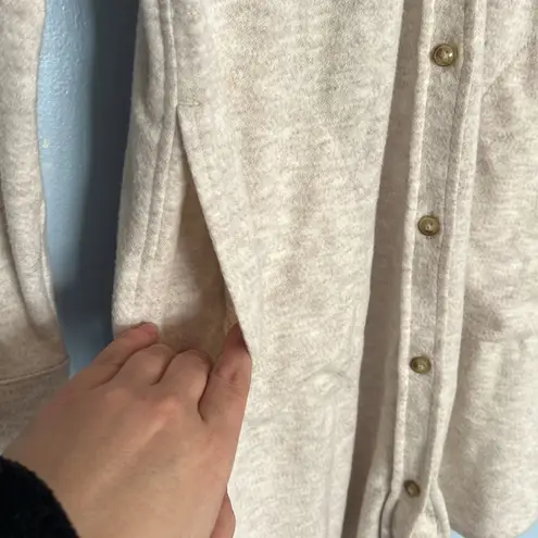 Faherty Legend Button Up Off White Long Sleeve Cozy Above Knee Dress