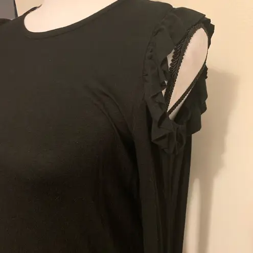 Hippie Chic Black Cold Shoulder Long Sleeve Top