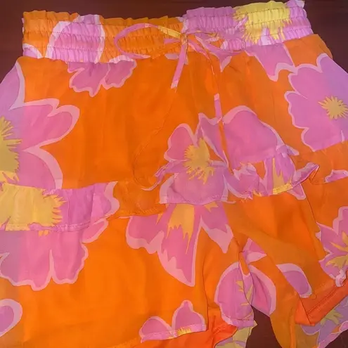 White Birch Shorts Women’s Large Floral Ruffle High Waisted flowy tiered y2k