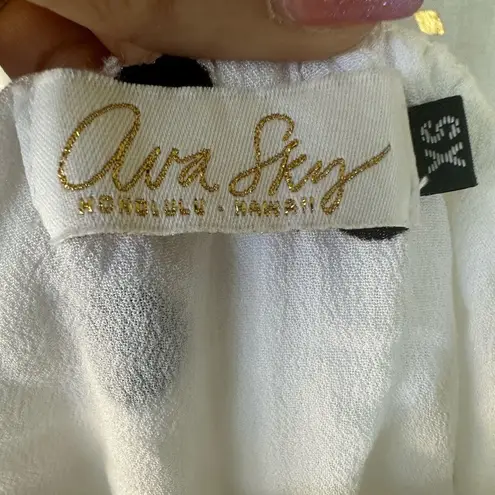 Ava Sky Fighting Eel Polka Dot Hawaiian Midi Jumpsuit Romper Pockets XS White