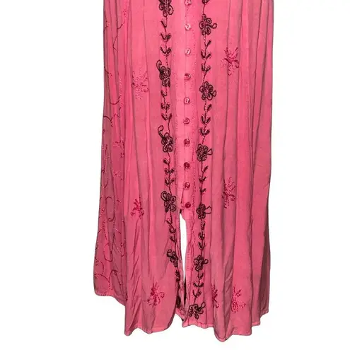 Mamta Vtg Momta Pink Button Down Rayon Pagan Sleeveless Women’s Dress size One Size