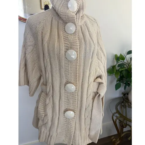 JLO by Jennifer Lopez Cream Cable Knit Button Up Cardigan Sweater Medium