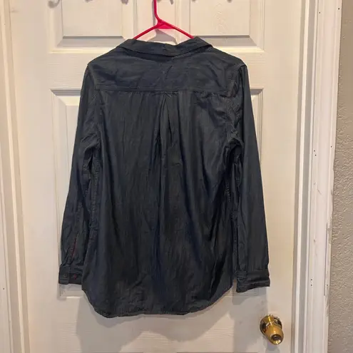 Woolrich Womens Tencel Chambray Button Down Shirt Long Sleeve Red Plaid Size L - Image 6