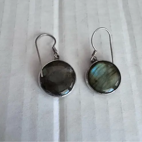 Sterling Silver & Labradorite Dolphin Pendant Drop Earrings Ocean Beach Coastal