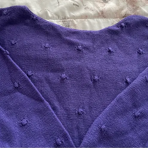 Vintage Beldoch Popper purple cable knit popcorn stitch pattern cropped sweater