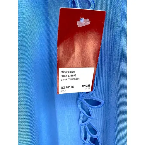 Choices Sweater Womens Large Cardigan Turquoise Lightweight Crochet Open Front Blue