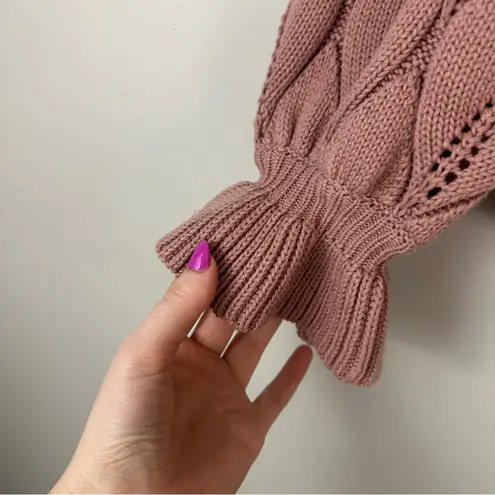 Another Love | Shawn Ruffle Cuff Patterned Knit Cardigan Size Medium Rose Mauve Pink