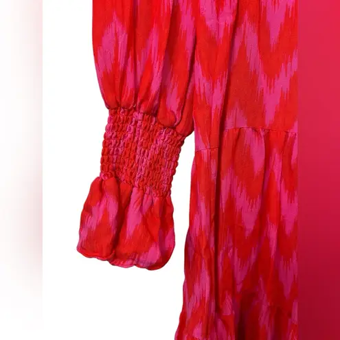 Tuckernuck Pomader Place Hot Pink Ikat Kenzo V Neck Swing Mini Dress Size Medium