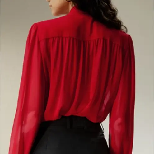 San Joy NWT Tie neck button up oversize blouse size M