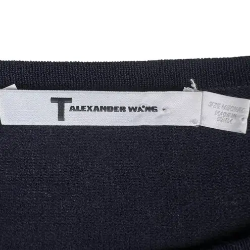 T Alexander Wang Side Sheer Panels Striped Lightweight Long Sleeve Sweater Blue Size M