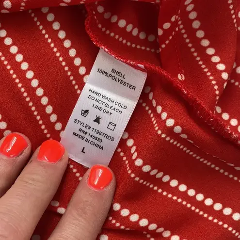 W5 concepts cap-sleeve red and white blouse.