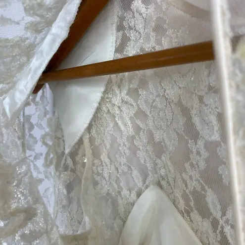 Vintage 80s 90s Marie St Claire Ivory Sequin Embroidered Lace Sheer Dress 8 new