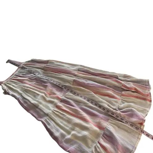 Rails Amaya Dress Juliette Metallic Stripe Pink Linen Midi FLAWED Beachy Small S