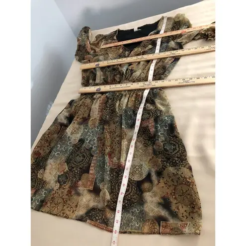 Emma & Michelle Dress Women’s 16 Multi Geo Print Boho Smocked Waist Ruffle Trim - Image 10